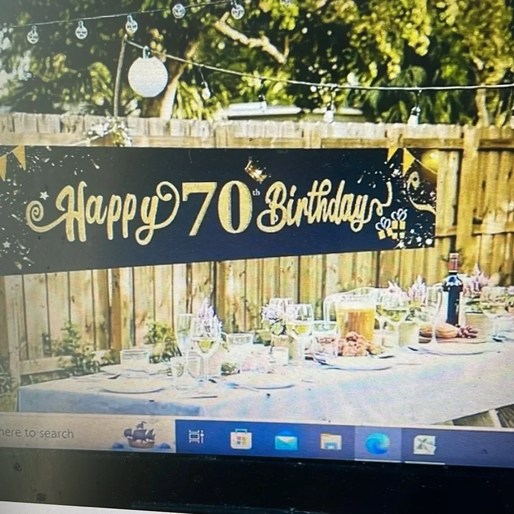 Black & Golden 70Th Birthday Banner 78